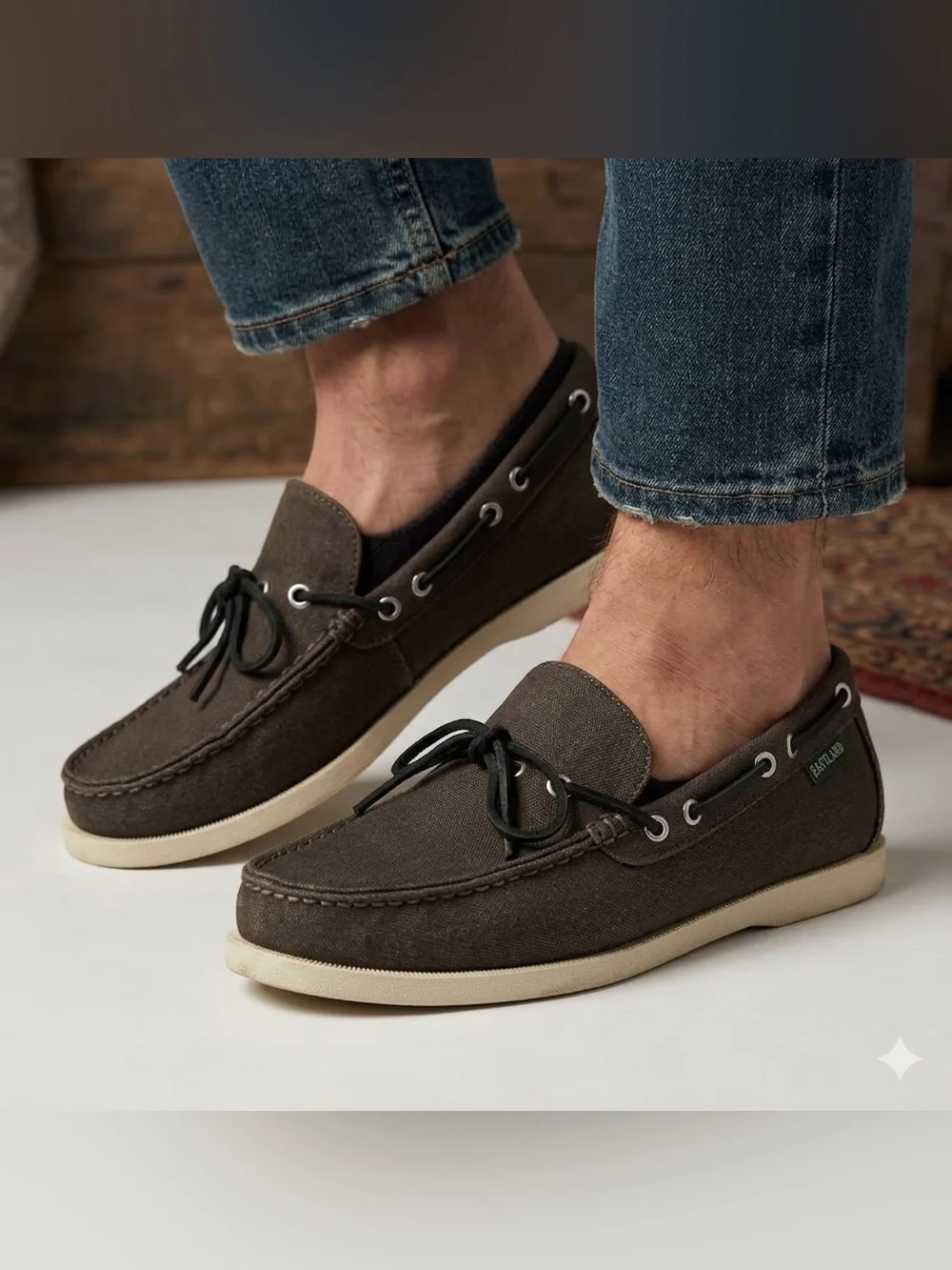 Eastland Men's Yarmouth 1-Eye Canvas Gray Boat Shoes 8D